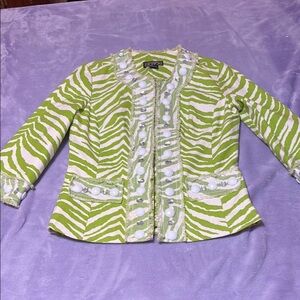 Berek Green and White Zebra Blazer